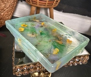 Handmade Floral Serenity Honeysuckle Resin Art Tray