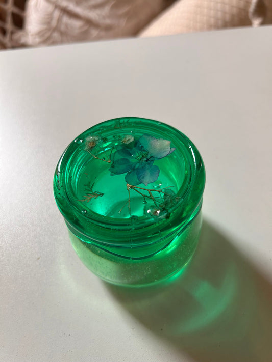 Small Green Floral Twist-off Jar