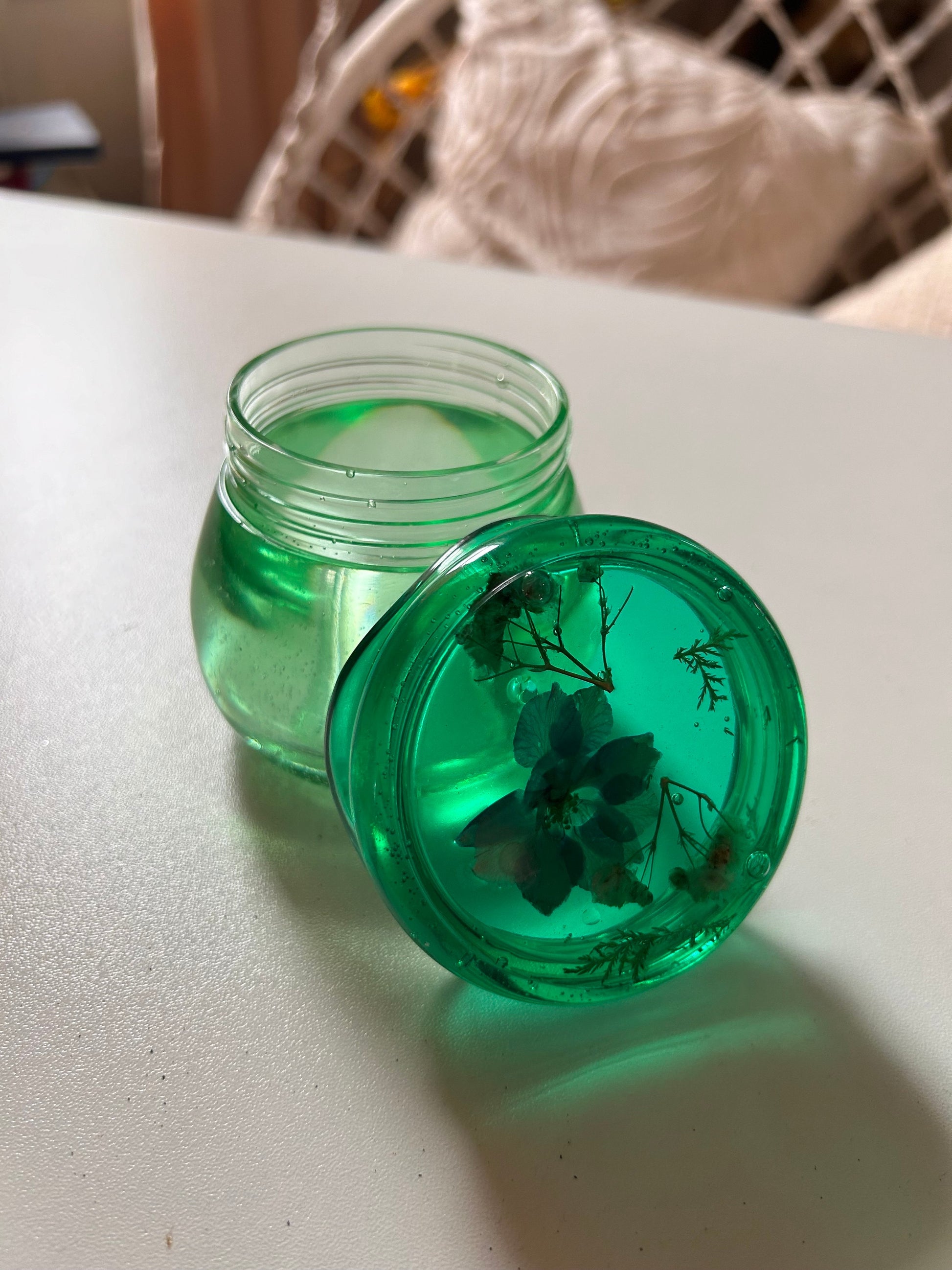 Small Green Floral Twist-off Jar