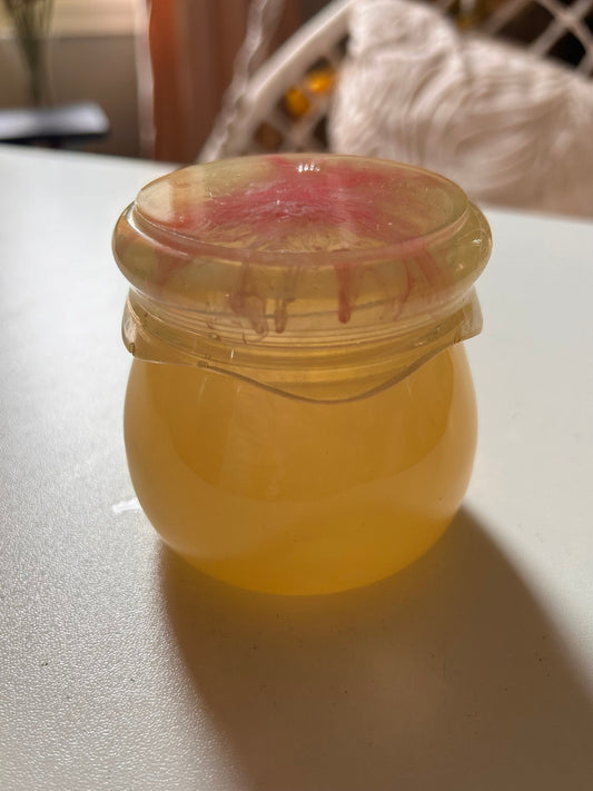 Small Yellow and Pink Twist-off Jar