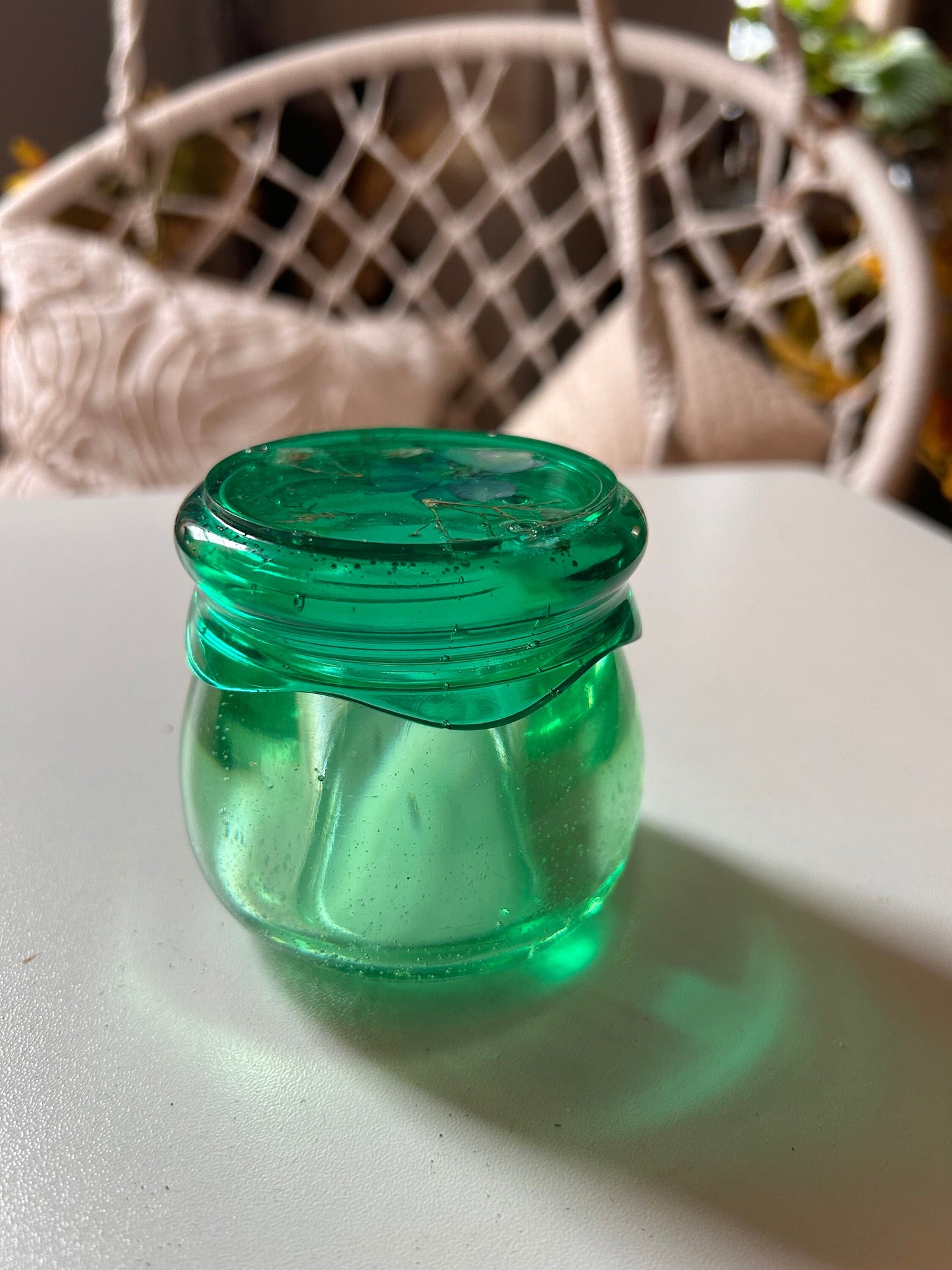 Small Green Floral Twist-off Jar