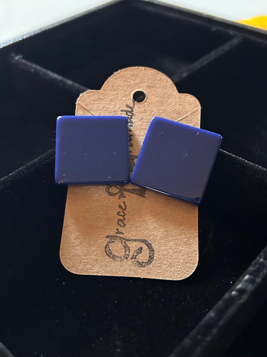 Vintage 80’s style Royal Blue Square Acrylic Post Earrings